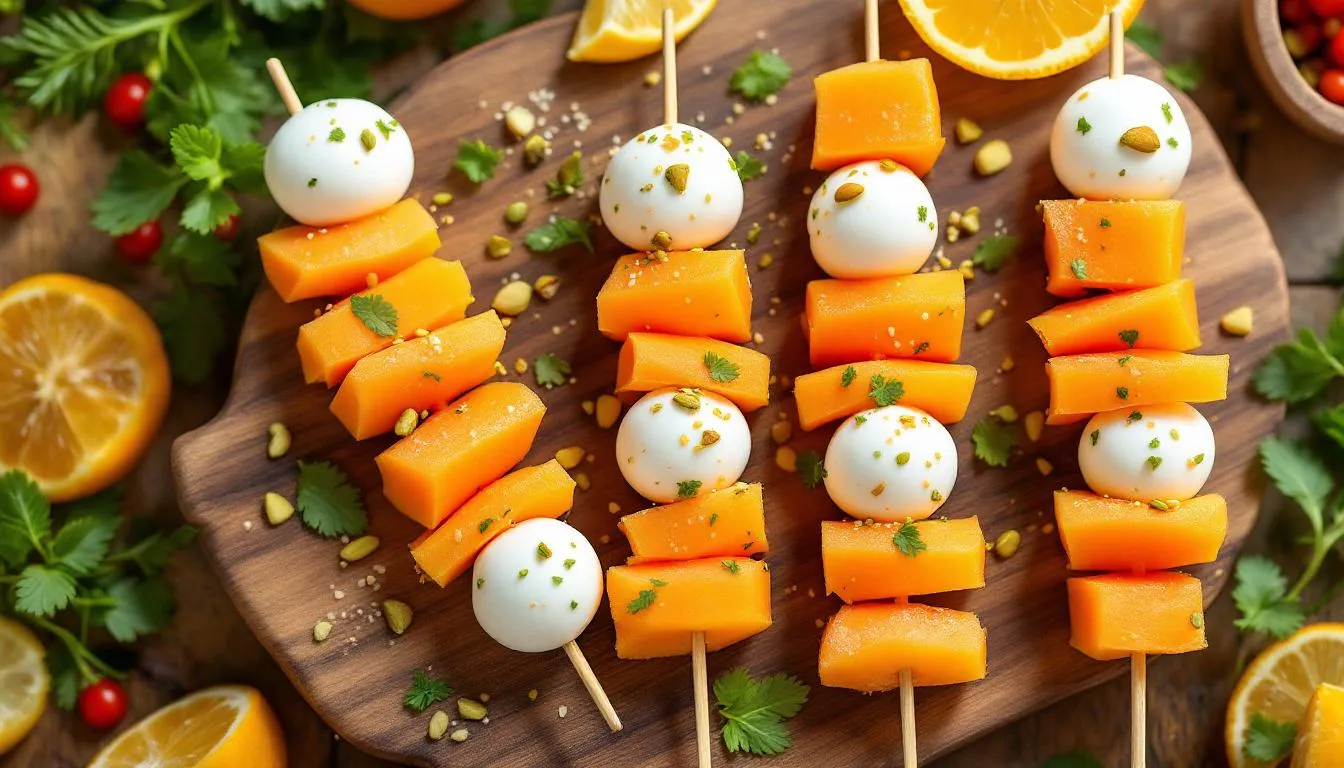 Brochettes melon-mozzarella : une fraîcheur gourmande pour vos apéros d’été