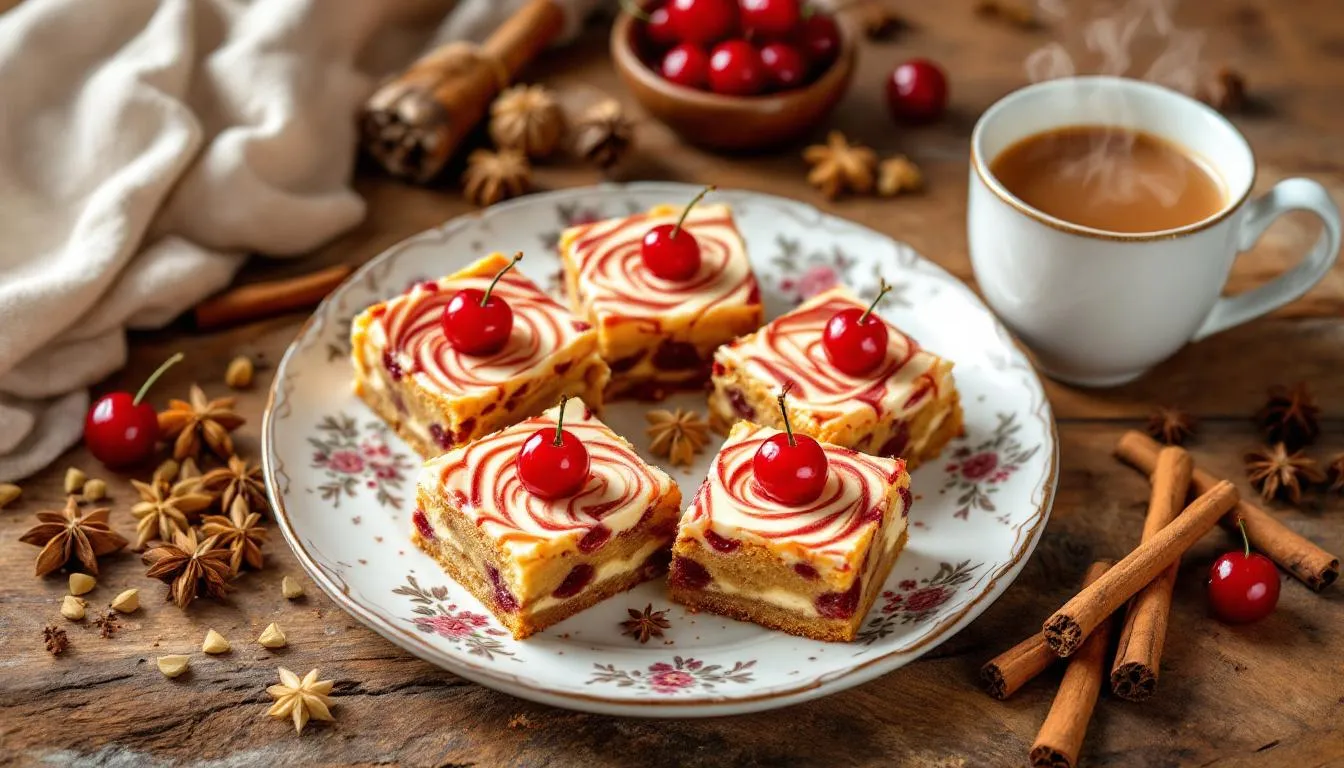 Chai cherry cheesecake blondies : osez l’alliance qui émerveille vos papilles dès aujourd’hui
