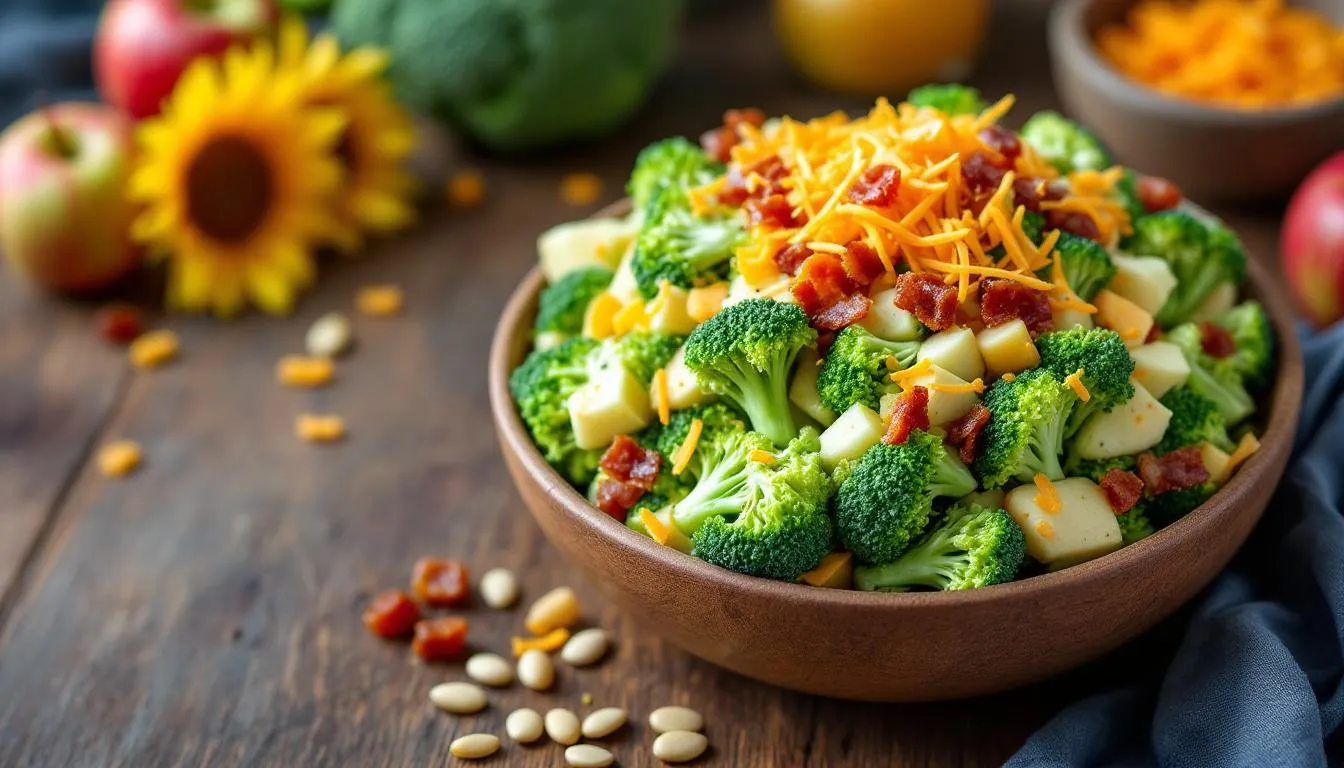 Salade crémeuse de brocoli, bacon et cheddar : sublimez vos repas en 10 minutes